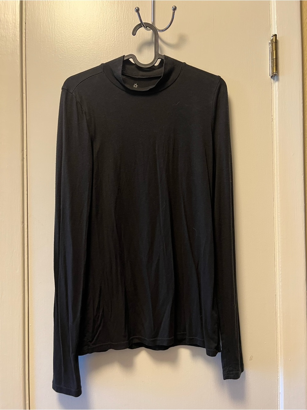 aerie Black Long-Sleeve Mock Neck Top